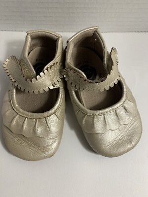 Livie and Luca Metallic Gold 12-18 M Mary Jane Moccasins Shoes Leather Baby Girl