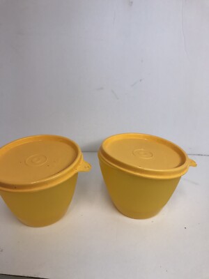 Tupperware Orange Refrigerator Storage Bowl  With Lid 148-28. Set Of 2 New
