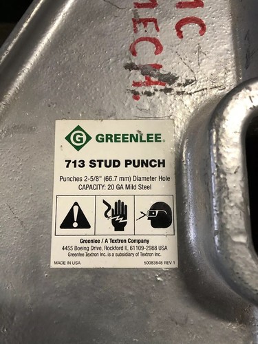 NICE USED, GOOD, Stud Punch,Plumber's GREENLEE 713 (2-5/8
