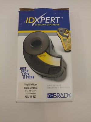 BRADY IDXPERT XSL-11-427 Vinyl Self-Lam, Black on White, *NEW OLD STOCK*