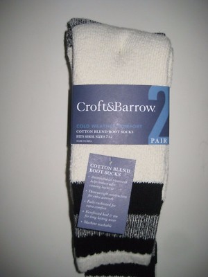 Croft&Barrow Cotton Blend Boot Socks 2 Pair  Size 10-13 Retail $20