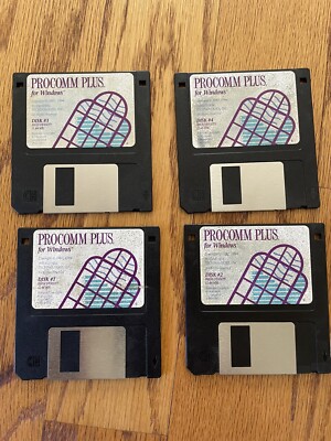 *Vintage* PROCOMM PLUS for Windows 1994 Set Of 4 3.5  Floppy Disks