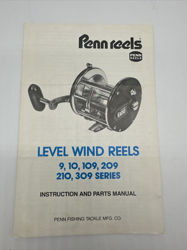 Penn Fishing Reels Level Wind 9, 109, 209, 210, 309, Manual Instructions Parts