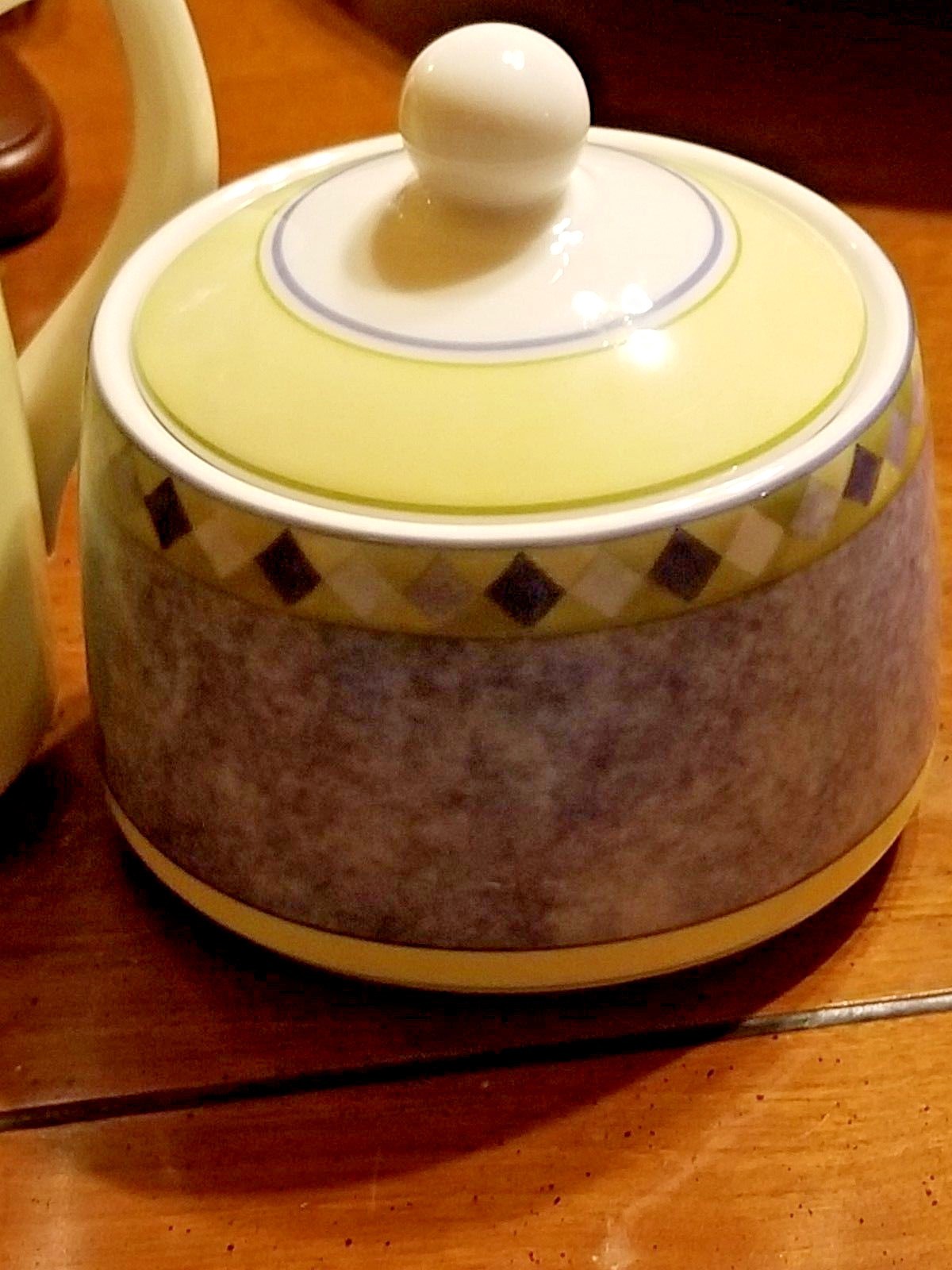 ROYAL DOULTON china CARMINA TC1277 pattern Sugar Bowl with Lid and Creamer