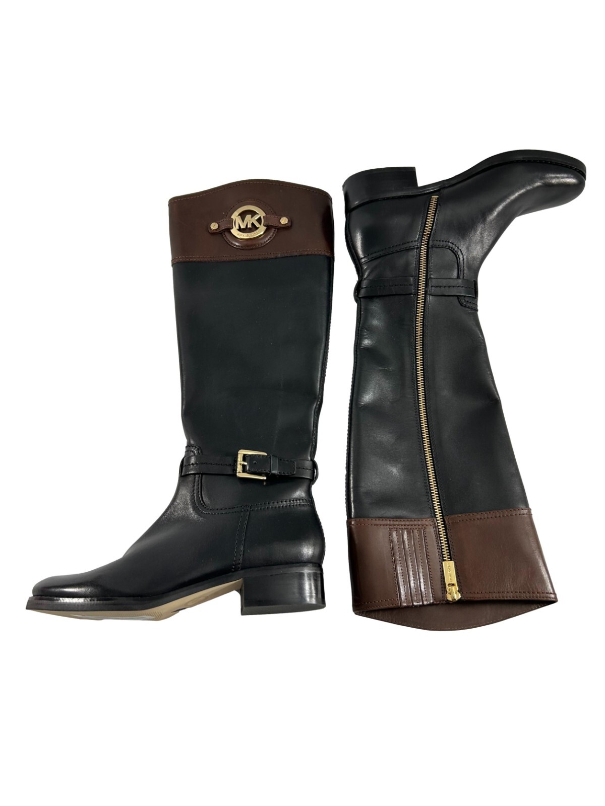 ミドルブーツ MICHAEL KORS Women Boots 40F3PLHE6L001 Black Michael Kors Womens Heather Leather Round Toe Knee High Boot