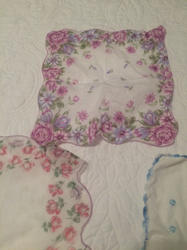 5 Vintage Floral Handkerchiefs
