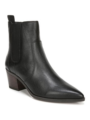 

FRANCO SARTO Женские черные кожаные ботильоны с язычком и язычком Sager на блочном каблуке, Черный, G7395L2