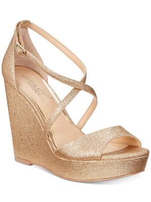 

JEWEL BADGLEY MISCHKA Женские золотистые 1-дюймовые босоножки Averie на платформе с круглым носком на танкетке, Золотой, JW2265