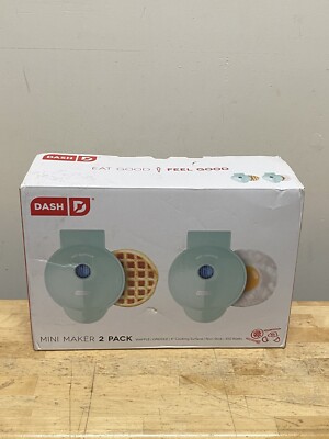 DASH Mini Maker Waffle Maker Griddle 2 Pack Griddle Waffle Iron Aqua