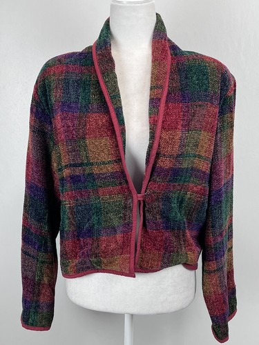 Vintage Anu By Natural Cropped Multicolor Funky Jacket Blazer Small Cardigan