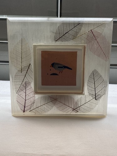 Brown Leaves Picture Frame Hand Cast Resin Thailand 6X6 /3X3 CBS Designs Vintage