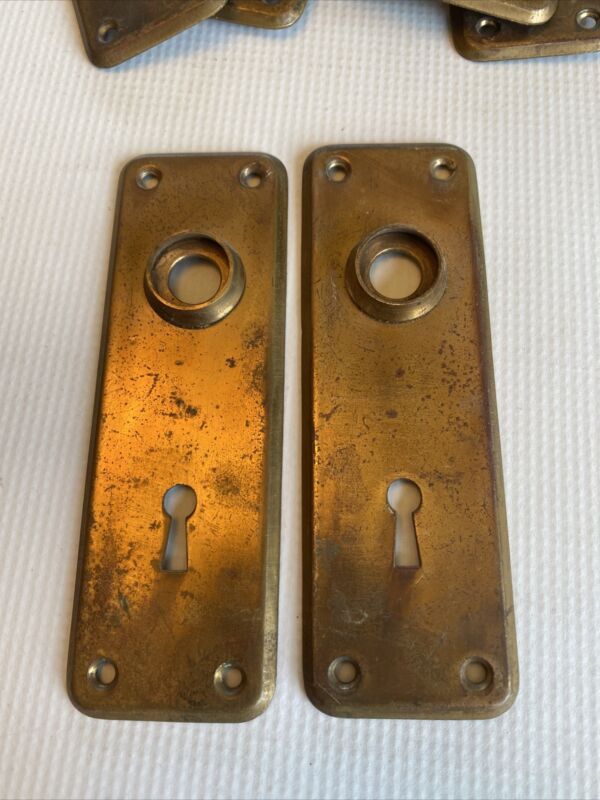 Pair Antique Vintage Solid Brass Door Plates Escutcheon Art Deco Multiple Qty