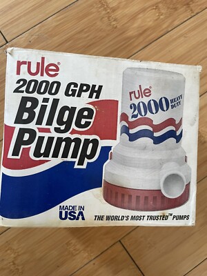 Rule 2000 GPH 24 Volt, UL Listed, Bilge Pump Model 12 Open Box