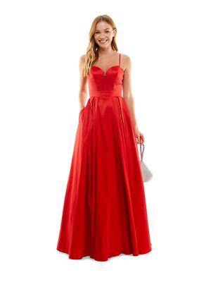 B DARLIN Womens Red Boned Corset Lined Spaghetti Strap Gown Dress 34