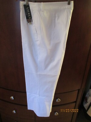 NWT Ralph Lauren Pants Trousers ASCOT F Pearl Pinstripe 16  L XL
