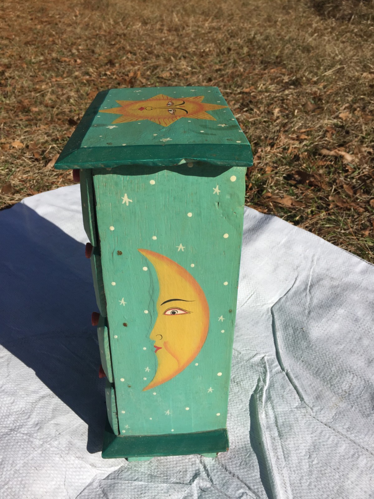 Antiqued Wooden Mini Chest of Drawers Sun Moon 8 Drawers Pier One