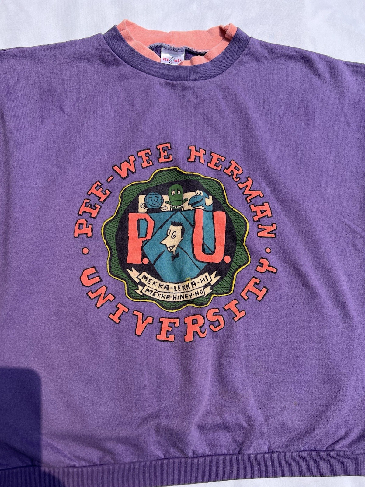 Vintage 80s Pee Wee Herman University Sweatshirt Sz M L PeeWee's Playhouse 1989