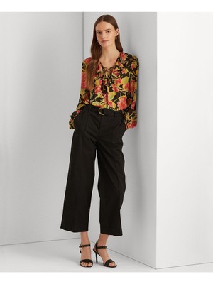 

RALPH LAUREN Женский черный пуловер с подкладкой спереди Блузка с длинным рукавом