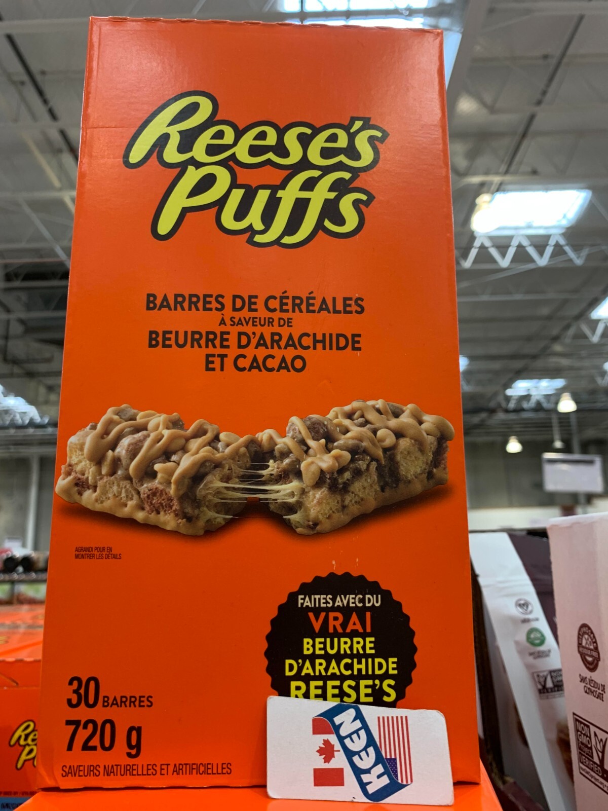 REESE PUFFS Peanut Butter & Cocoa Flavor Cereal Bars, 30