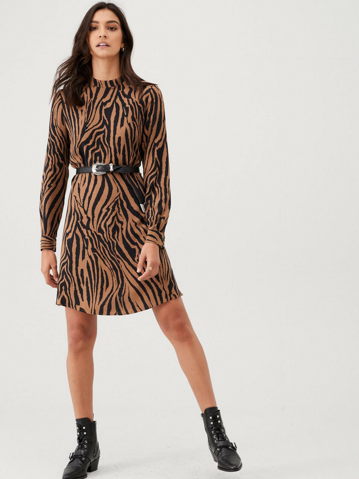 warehouse tiger print midi dress