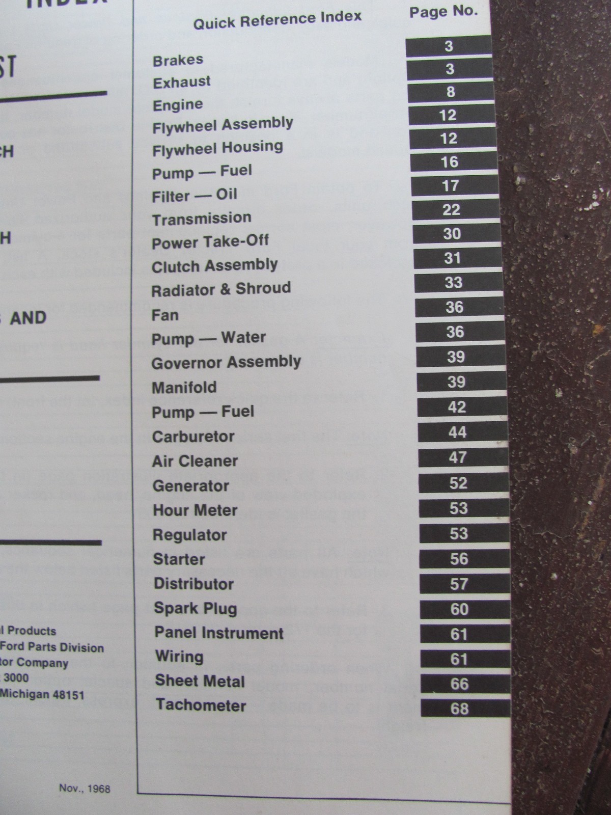 Ford Autolite 4 Cylinder Parts List 134 172 ci Engine