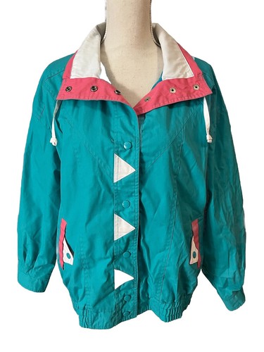 ジャケット・アウター 90s- used hooded jacket flamingo pattern Active Stuff Vintage Hip Hop Color Block Bomber Wind Jacket