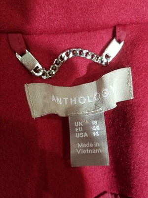 Women's Anthology Jacket Soft Red Lined Smart Work Winter Coat Overcoat  UK 18