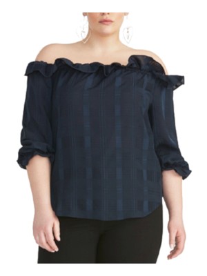 

RACHEL RACHEL ROY Женский темно-синий топ с частичным рукавом 3/4 Off Wear to Work Plus, Navy