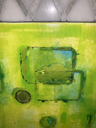 Original TRiO Modern ‘Lima Liasion’ Signed Abstract Canvas 16”Sq MJ Villanueva