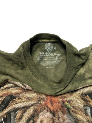 The Mountain Lion Rasta T-Shirt Headphones Tie-Dye Green Bob Marley Adult Medium