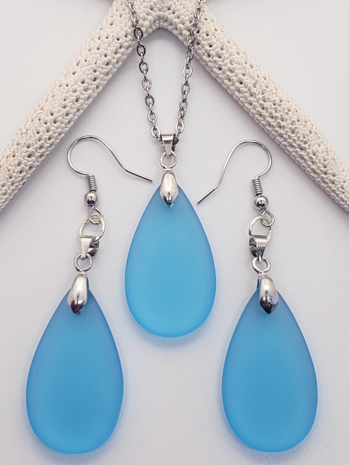 アクセサリー seya. CLAY GLASS DROP NECKLACE bubble-aqua-versatile-glass-