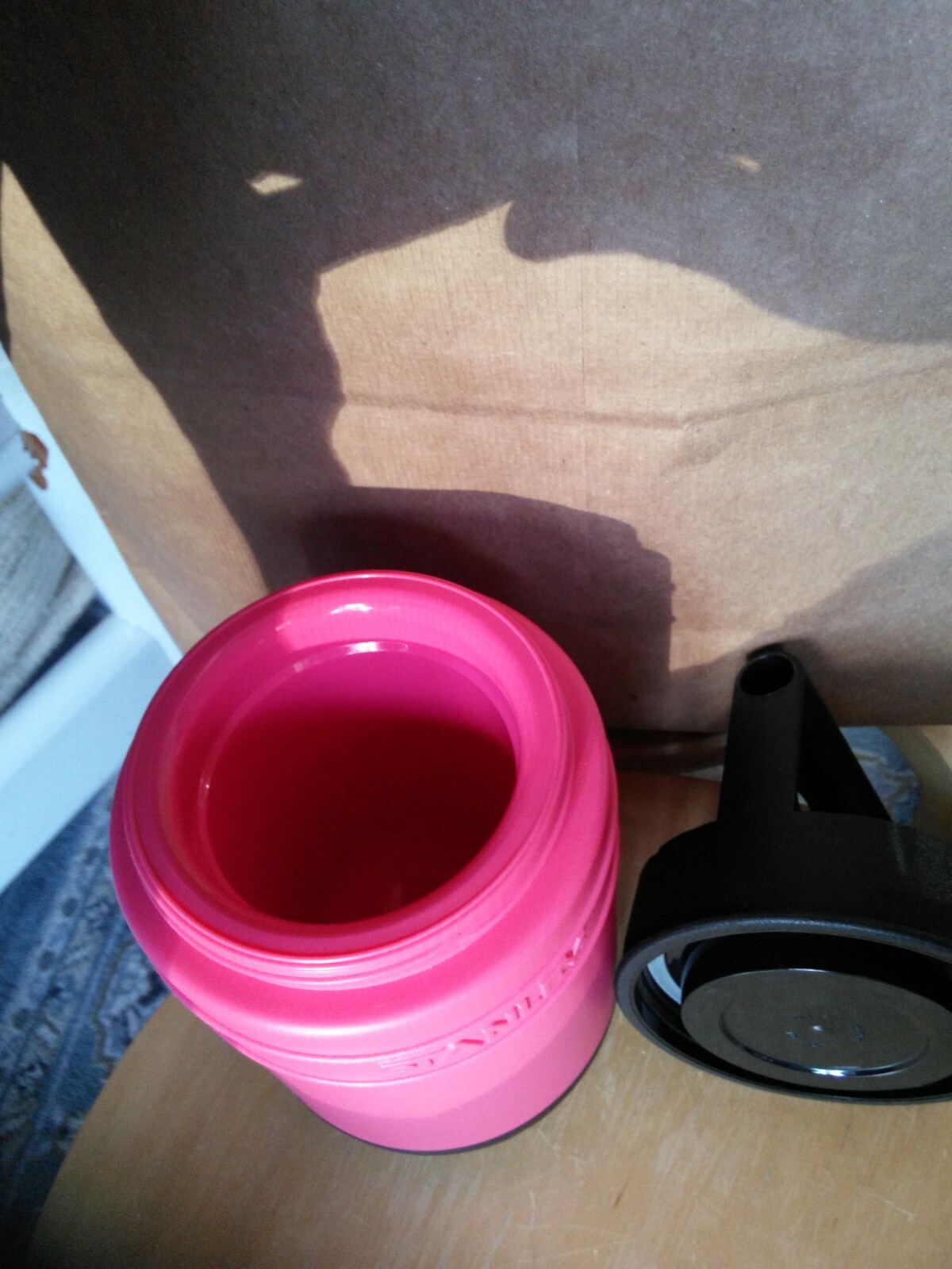 Stanley Microwavable Thermos 10 oz. Pink/Black, Stationary Handle, Flip Spoon