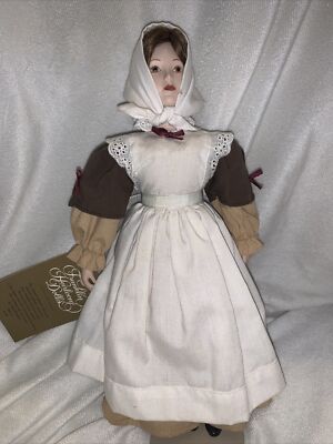Franklin Heirloom Dolls Bisque Porcelain Mercy Conn. 1984 pilgrim 13  stand new