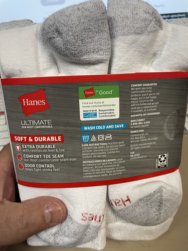 Hanes Men's 12-Pk.+1 free  Ultimate Crew Socks 6-12 odor control wicking cool