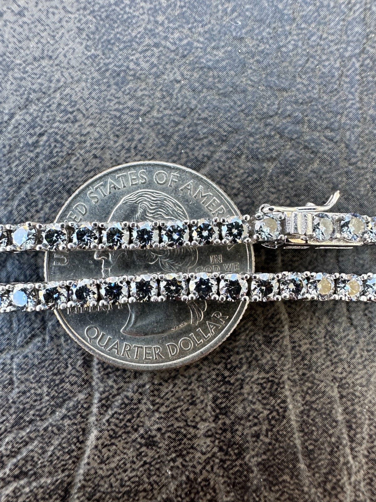 Pre-owned Silver Real Blue Gray Moissanite 3mm Tennis Chain 925  Iced Necklace Pass Tester