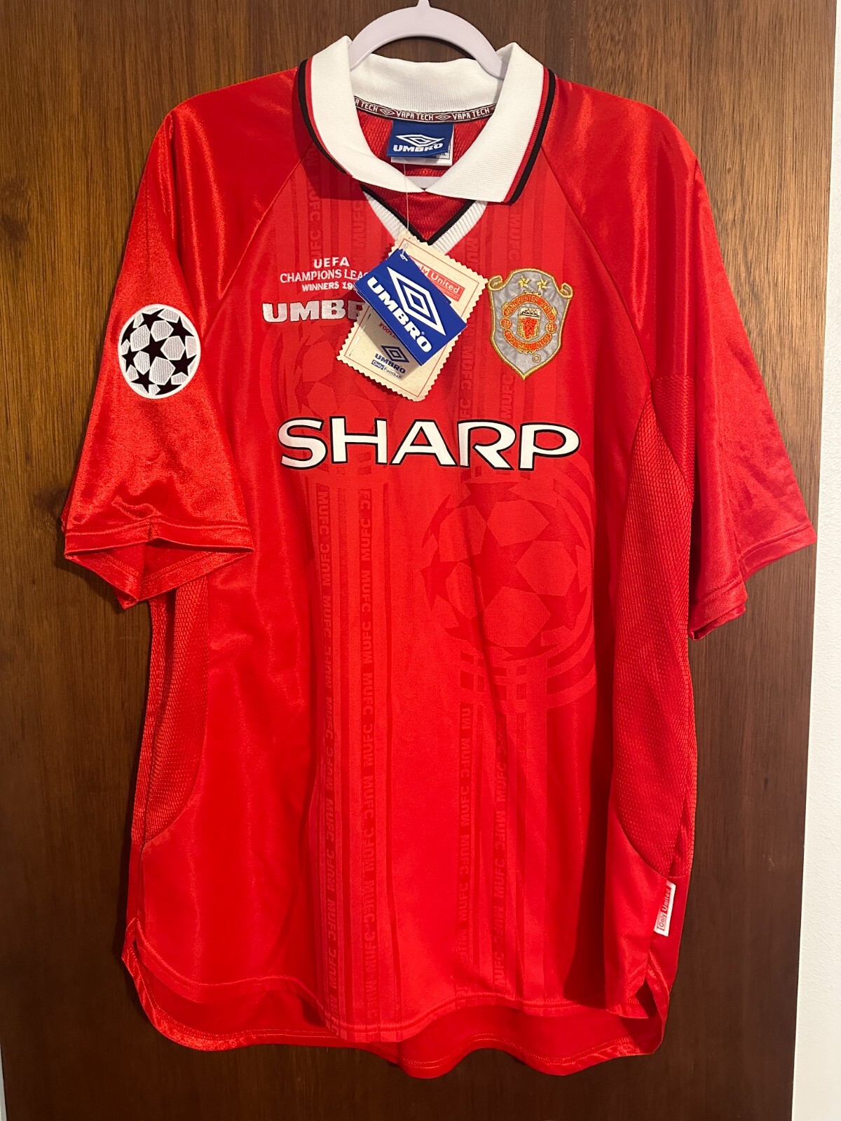 BNWT Original Manchester United Two Star 1999 #7 BECKHAM XXL