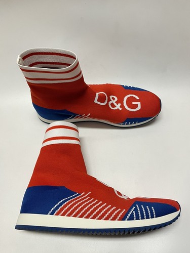 Pre-owned Dolce & Gabbana Men's Sorrento Sock Sneakers Red Blue Size 10.5 Us / 43.5 Eu