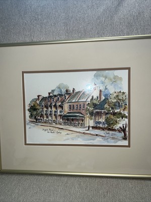 Vtg Gold Framed  Color Print Sydney the Rocks Argyle Place Signed L.Sant