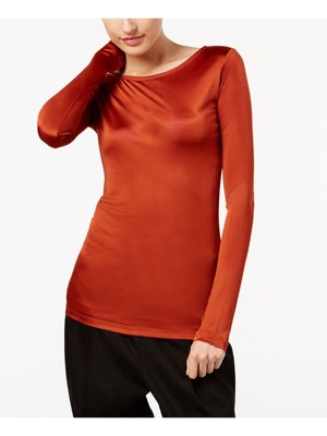 

DKNY Женский коричневый топ с длинным рукавом и декорированным вырезом, размер