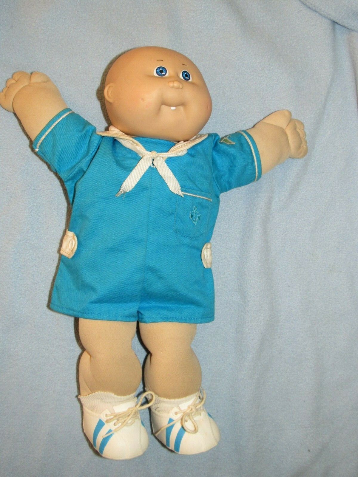 Vintage 1982 OAA Cabbage Patch Doll - 1 tooth, Bald - Blue Sailor Outfit & Shoes