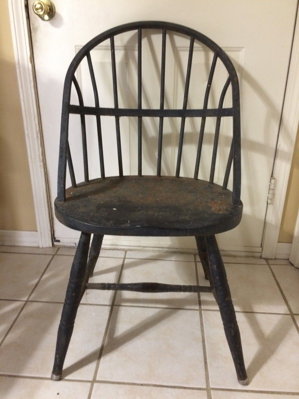 2 Antique Metal Banker's Vault Windsor Chairs 1930's Rare!!!