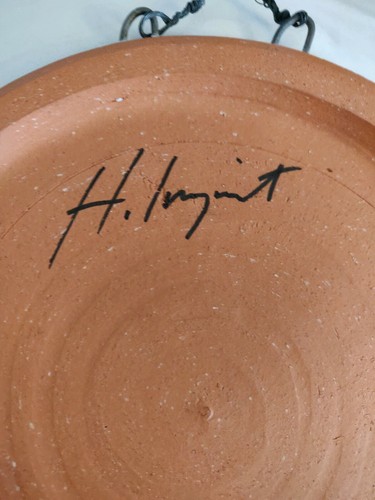 Folk Art ~ Pottery/Stoneware Square Plate~Signed ~ Quirky Blue Horse