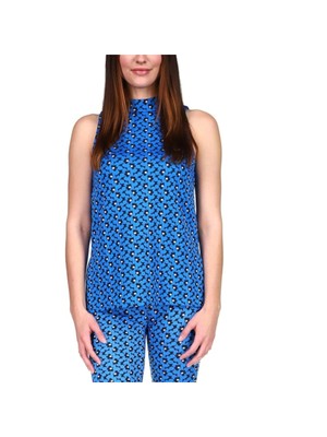 MICHAEL MICHAEL KORS Женская синяя майка без рукавов с имитацией шеи Petites P\XS