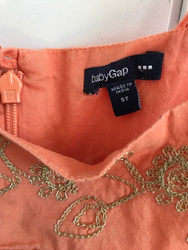 Baby Gap Girls 5t Peach Sundress With Gold Stitch Detail!