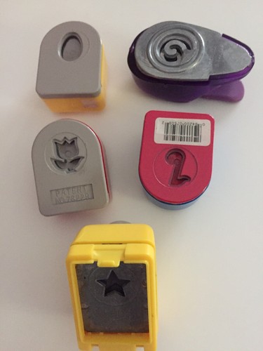 LOT OF 5 SMALL MINI SPIRAL-TULIP FLOWER-STAR-EASTER EGG-MUSICAL NOTE PUNCHES