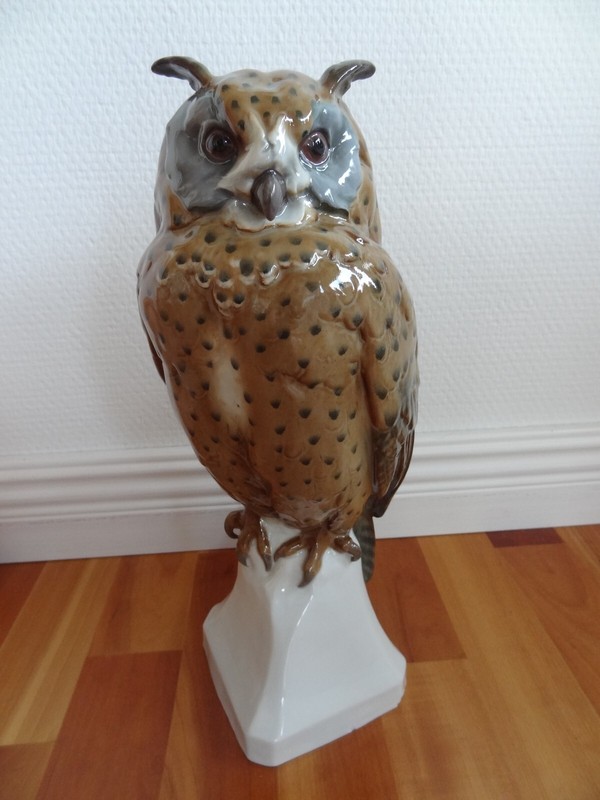 Porzellanfigur, Goebel Wilhelmsfeld, Grosse Eule, Uhu, 34,5 Cm