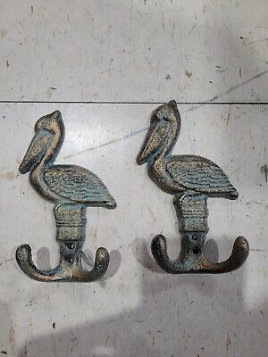 2- Pelican Wall Hooks Cast Iron Bronze-look finish