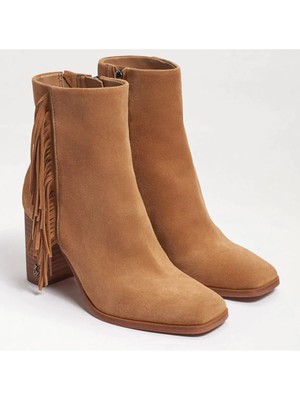 

SAM EDELMAN Женские коричневые кожаные ботильоны Ona с квадратным носком и бахромой, размер 8,5 м, Коричневый, H8030L1