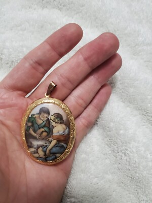 Vintage Cameo His And Hers Picture Lockett Gold Tone