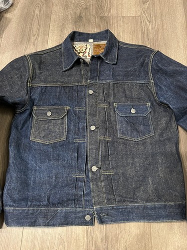 SUGAR CANE ELASTIC DENIM JACKET XLサイズ 42 Sugar Cane Type II Japanese Selvedge Denim Indigo Mixture